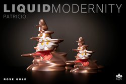 A group of bronze figurines and a gold statue, part of Liquid Modernity-Patricio-Rose Gold - Preorder collection.