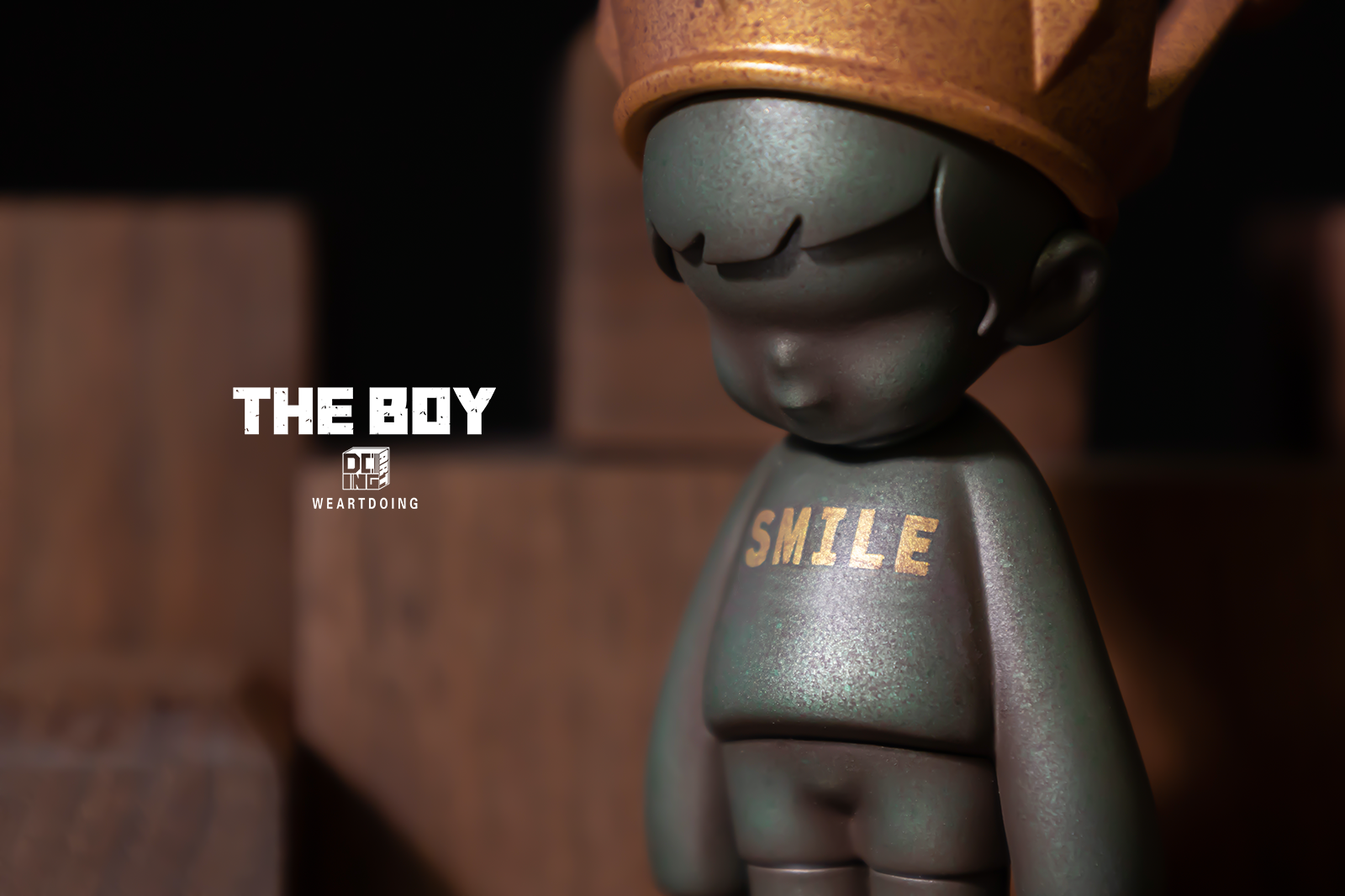 Close-up of The Boy-Bronze Age limited edition resin figurine, preorder for July 2024, 5cm x 5cm x 9cm.
