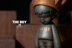 Close-up of The Boy-Bronze Age limited edition resin figurine, preorder for July 2024, 5cm x 5cm x 9cm.