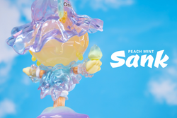 Sank-Scare Candy by Sank: Limited edition toy figurine holding ice cream, wearing a hat. Preorder available, ships Q4 2024. Size: 7*4.5*11.6cm, resin material.