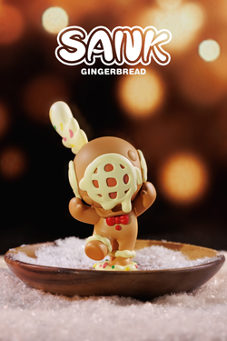 Sank-Gingerbread figurine on a plate, preorder available. Limited edition art toy, 6.8x8.1x13cm, resin material. Ships March 2025.