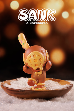 Sank-Gingerbread toy figurine on a plate, preorder for March 2025. Limited edition resin piece, 6.8x8.1x13cm, from Strangecat Toys.