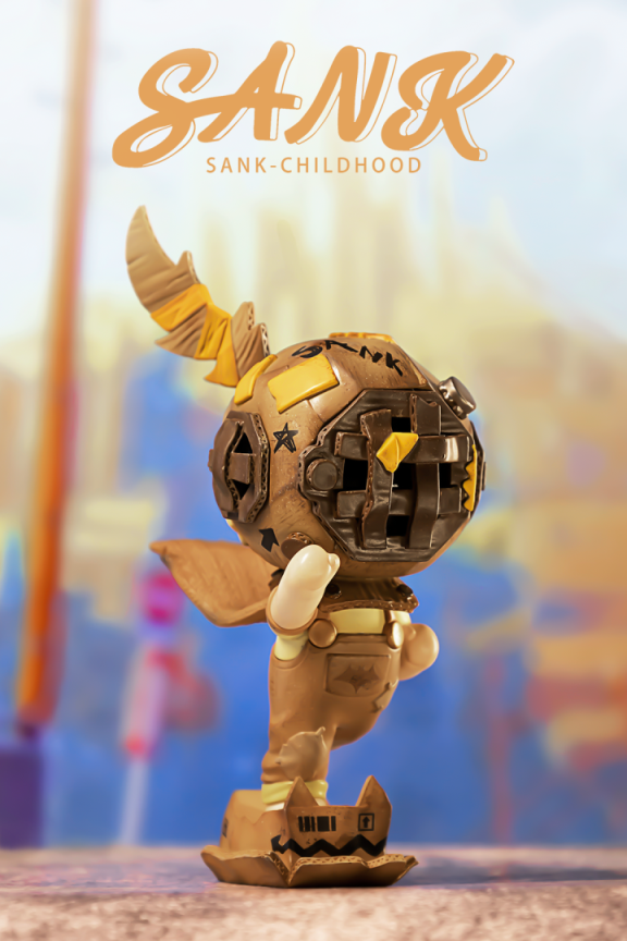 Sank-Childhood by Sank: Limited edition resin toy figure with helmet and wings, preorder for Q4 2024, 7*4.5*11.6cm, 199 sets available.