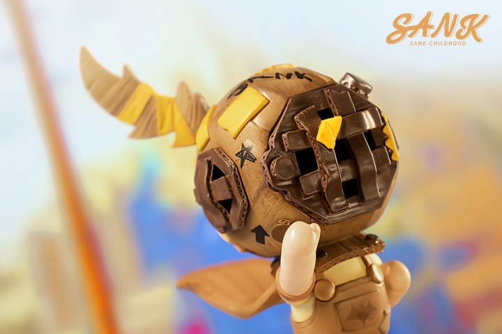 Sank-Childhood by Sank: Limited edition resin toy figure holding a round object, available for preorder at Strangecat Toys. Ships Q4 2024.