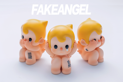 A group of small figurines, including FAKE ANGEL- Evil, weaving, part of a blind box and art toy store. Preorder - Ships July 2024. Size: 5.2cm*6cm*7.5cm (Height). Limited Edition: 99 Sets. Materials: Resin.