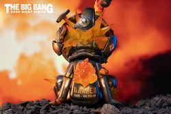 Alt text: Good Night Series-The Big Bang-The Dusk toy figure with flames on the back, available for preorder.