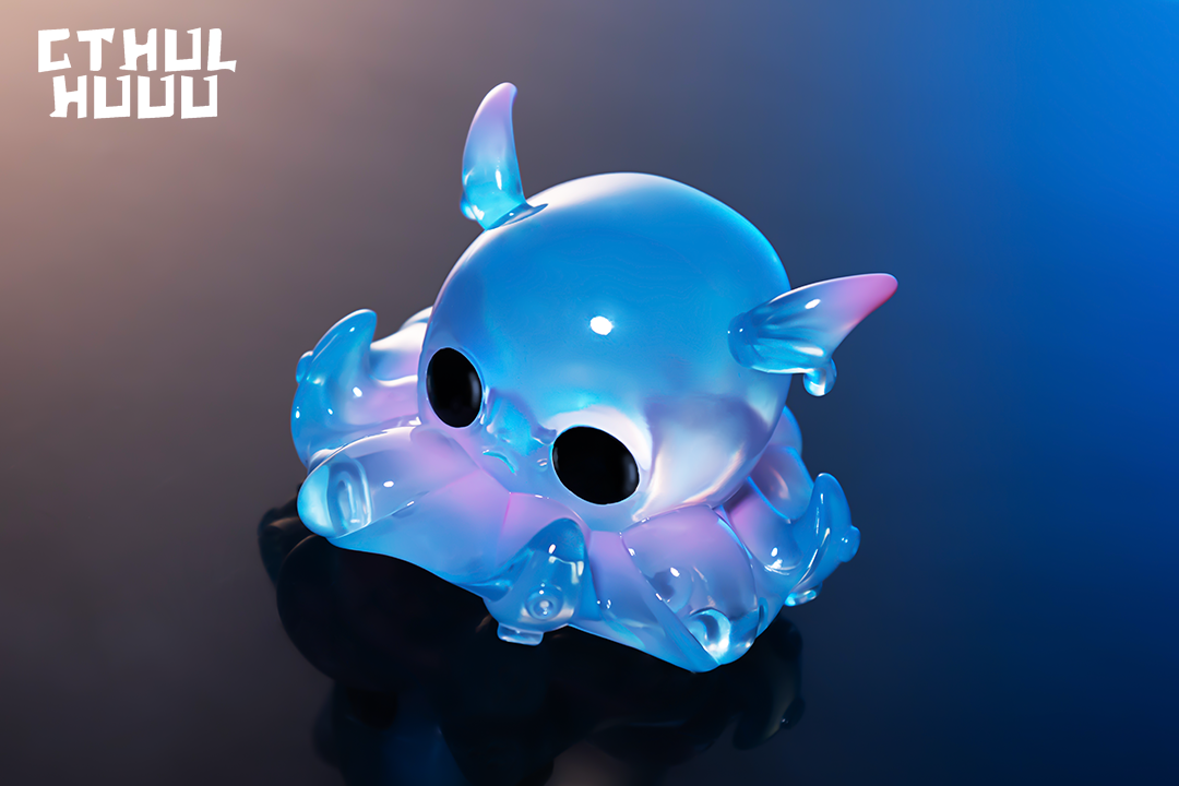 Alt text: Limited edition WeArtDoing x Mr.DK Cthulhuuu-Blue resin toy, preorder for Aug 2024, 8.7cm tall.