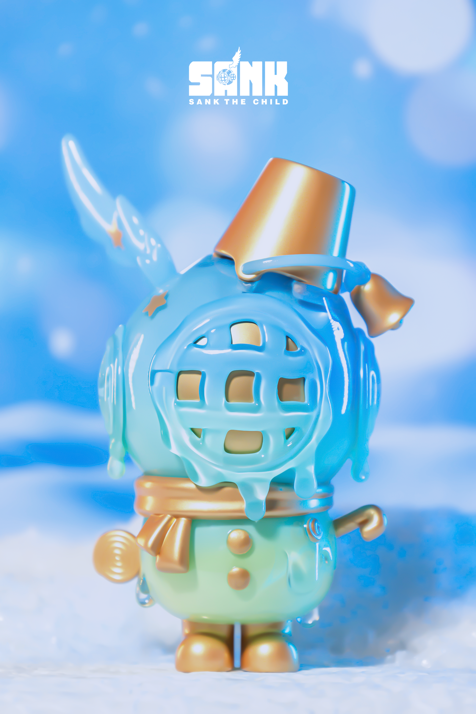 Sank - Snowman - Blue figurine, a toy with a unique design and limited edition resin material.