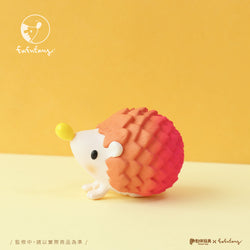 Good Hedgehog and Bad Hedgehog Blind Box Series by Fufufanny, featuring a toy hedgehog with a yellow horn and a ball. Preorder for Q4 2024.