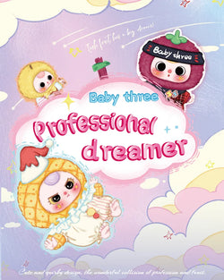 Baby Three Career Dreamer Plush Keychain Series Blind Box poster featuring cartoon baby doll illustrations, part of a collectible series available for preorder.