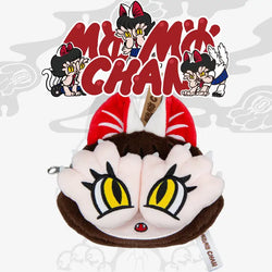 MOMOCHAN Coin Purse by Grape Brain x ABAO, featuring a cartoon character design with a red and white coat, size 5.51 inches.