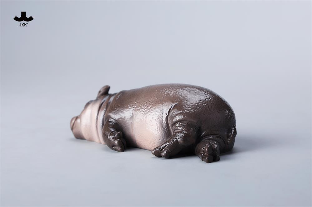 JXK-Baby Hippopotamus Figurine-MooDeng 3, a resin collectible depicting a small, detailed hippo, available for preorder at Strangecat Toys.