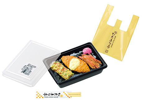 Close-up of Petit Sample Light My Town's Bento Shop Hidamari-tei - Re-ment Blind Box Series, showing a detailed miniature food container.