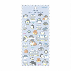 Sticker sheet featuring penguins and fish, titled Sea of Animals Seal Penguins Sticker Sheet. Made from felt, measuring 50x150mm, perfect for art toy enthusiasts.