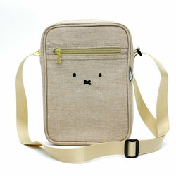 Miffy plush badge on Siffler Shoulder Bag in beige, ideal for bags or pouches. Playful design with pop colors. Dimensions: H7 x W4 x D1.8cm.