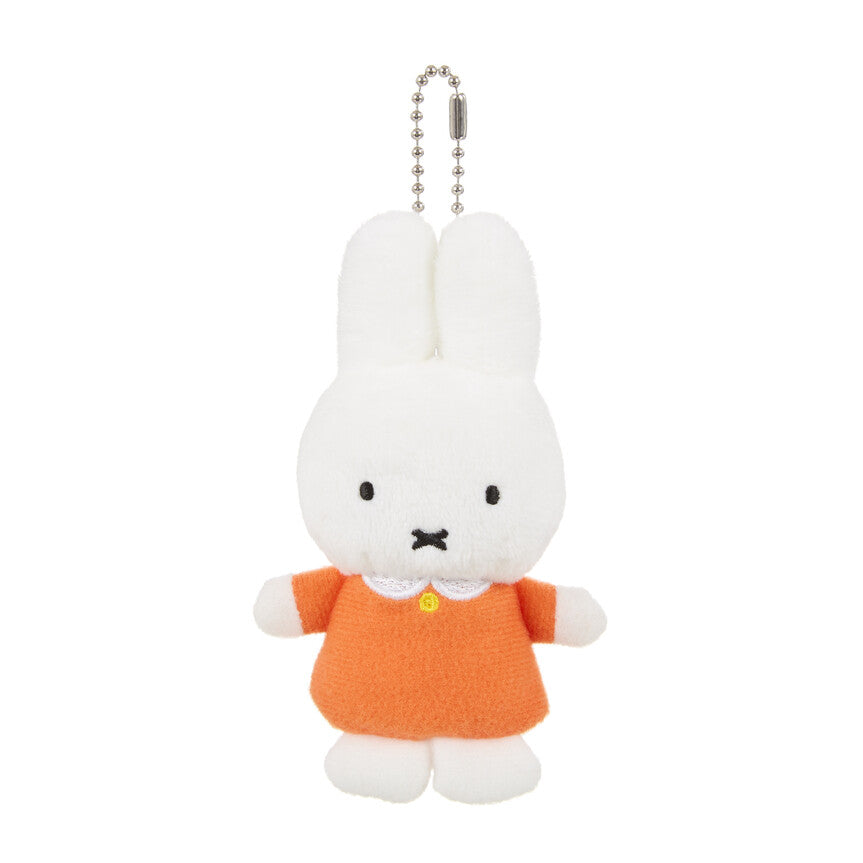 Miffy Red Dress Keychain featuring a plush white stuffed animal with a black face.