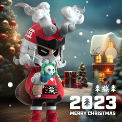 Toy figure of Santa E9 with a skull on head holding a toy, part of the 2023 IFTOYS Endless Series Christmas Special.