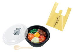 Alt text: Petit Sample Light My Town's Bento Shop Hidamari-tei - Re-ment Blind Box Series showing a detailed bento meal in a plastic bowl.