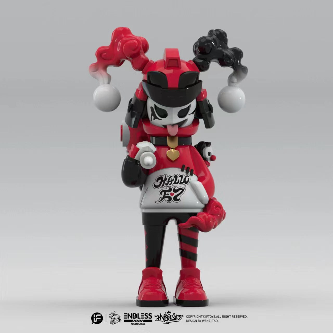 2024 IFTOYS ENDLESS SERIES - HALLO E7: A 17.5cm resin toy figure in red and black garment with a hat and tongue out, limited to 298 pieces.