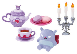 Kuromi's Gothic Room - Re-ment Blind Box Series featuring toys, candles, and tea set items on a table.