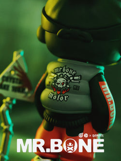 MR.BONE Blind Box Wild One Series toy figure, featuring a skull design and red pants, part of a 12cm collectible action figure lineup.