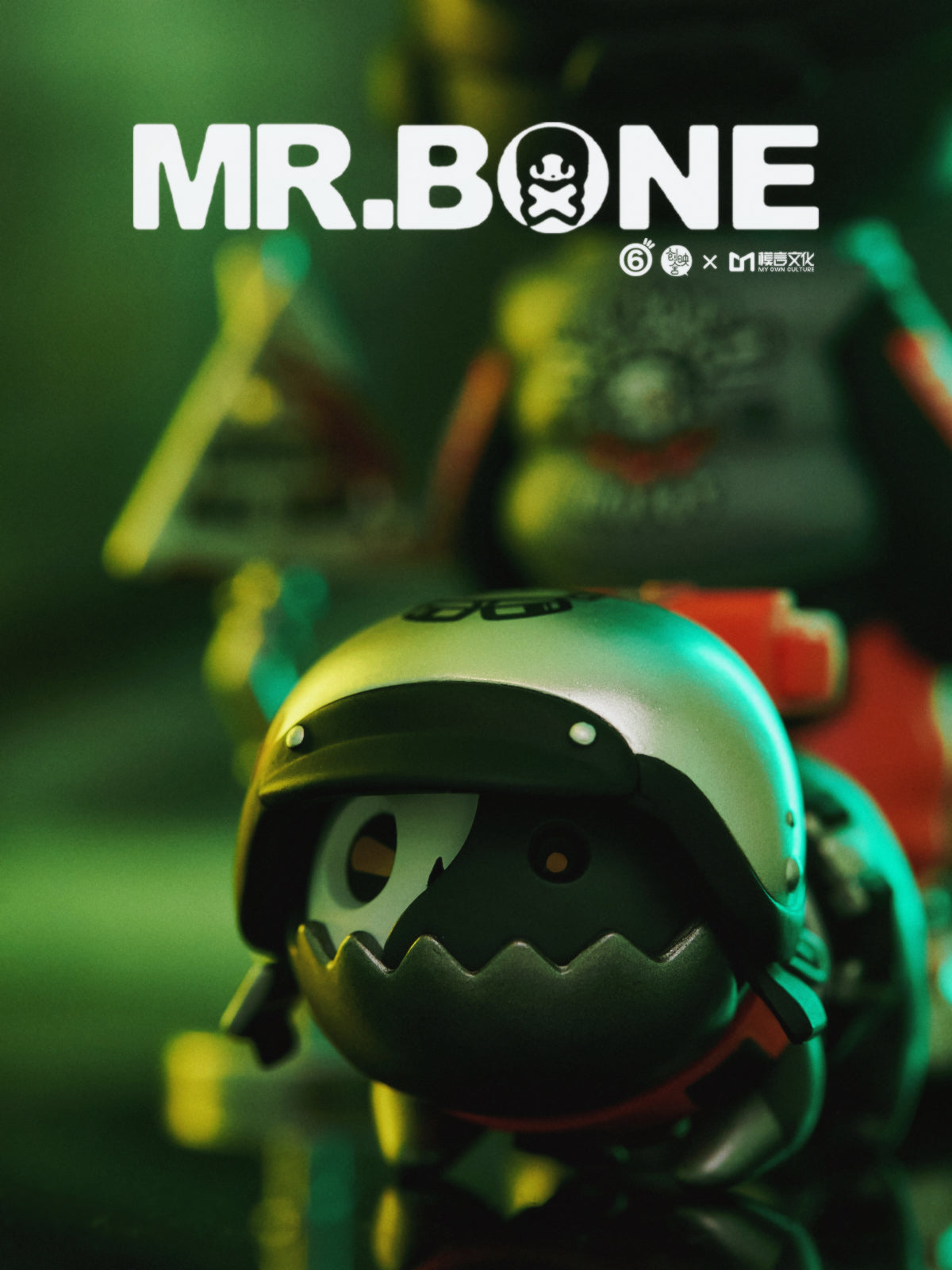 MR.BONE Wild One Dog Blind Box Series toy figure with helmet, preorder for April release, 4CM tall, made of PVC+ABS.