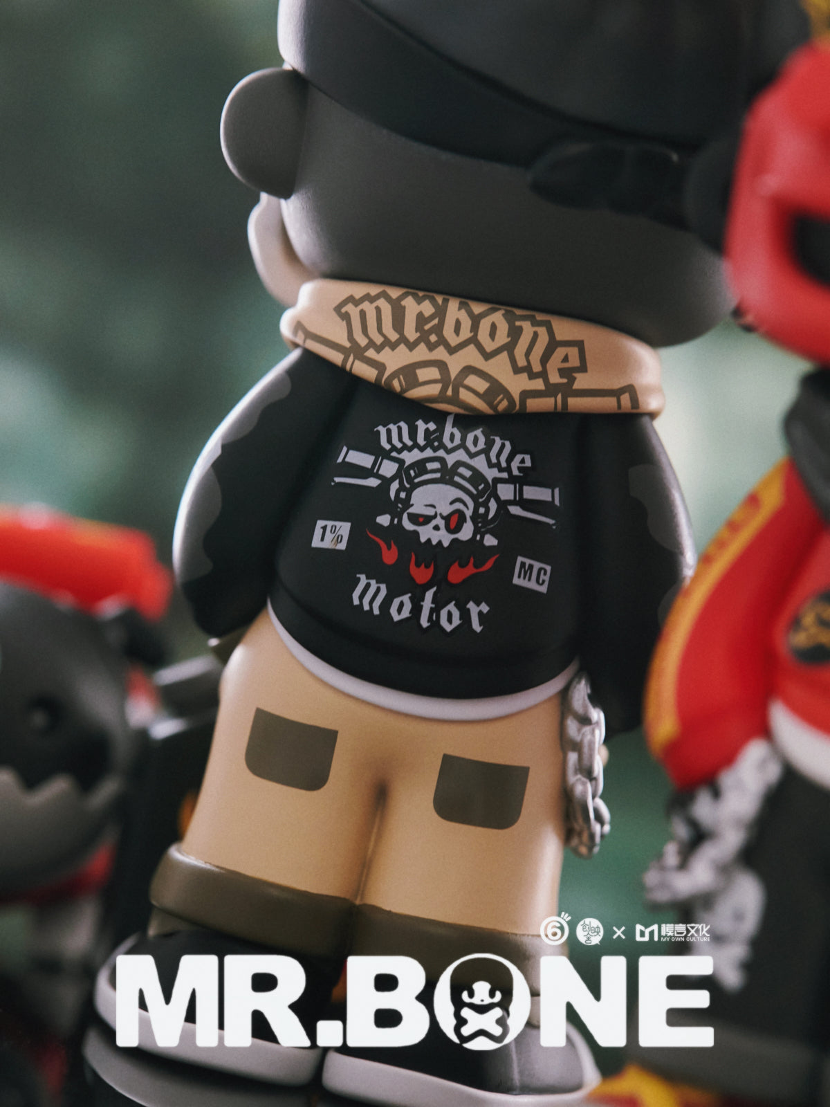 MR.BONE Blind Box Wild One Series toy, 12cm tall, featuring intricate close-up details of the design, aligning with Strangecat Toys' unique blind box collection.