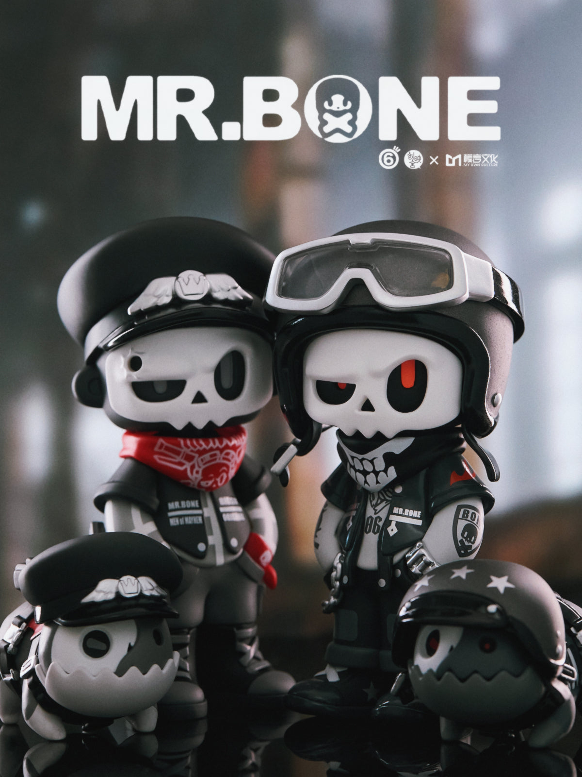 MR.BONE Blind Box Wild One Series features 12cm toy figures with skull motifs, part of a collectible set with nine regular and two secret designs.