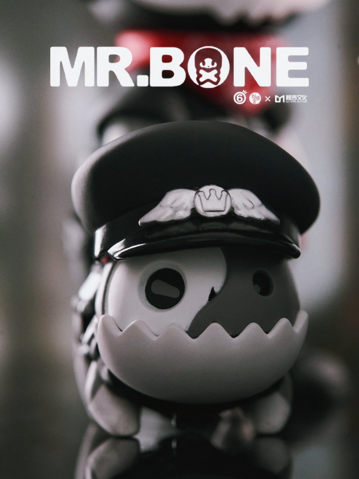 MR.BONE Wild One Dog Blind Box Series toy figure, featuring a hat with wings and crown, approximately 4CM tall, made from PVC+ABS.