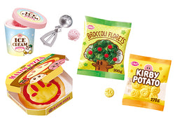 Alt text: Kirby of the Stars Kirby's PuPuPu Market - Re-ment Blind Box Series featuring food-themed toy packages in various designs.