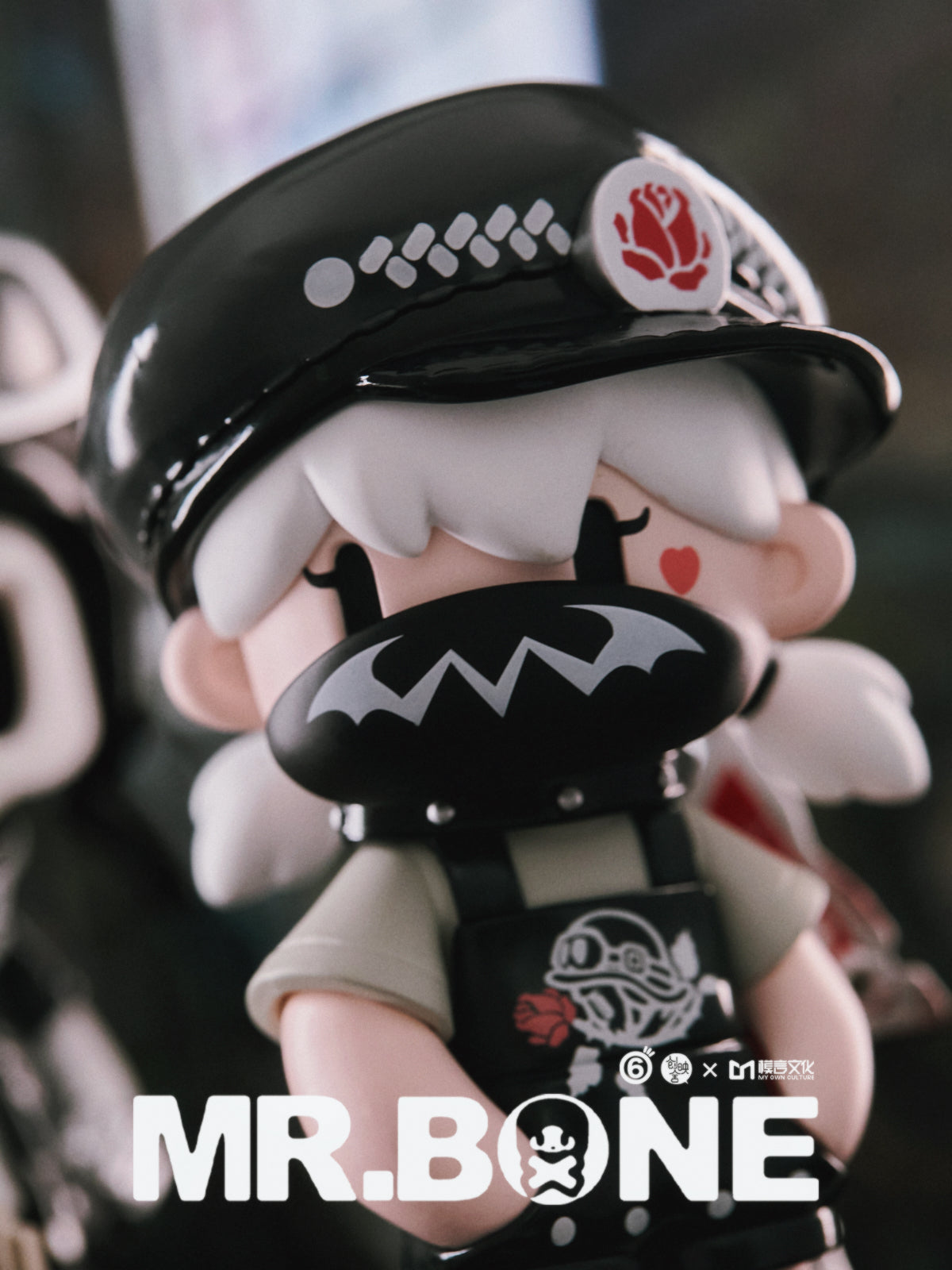 MR.BONE Blind Box Wild One Series toy figure featuring a hat and mask, part of a collectible design series, 12cm tall.