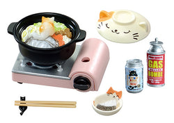 A toy food set featuring a cat face bowl and a can of cat beer from the Life With Cats Re-ment Blind Box Series at Strangecat Toys.