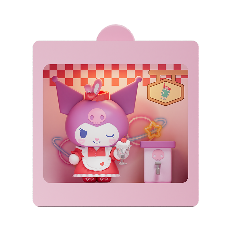 Sanrio characters 24-Hour Restaurant Series Mini Blind Box features a cartoon character holding ice cream, showcasing one of the collectible toys in the series.