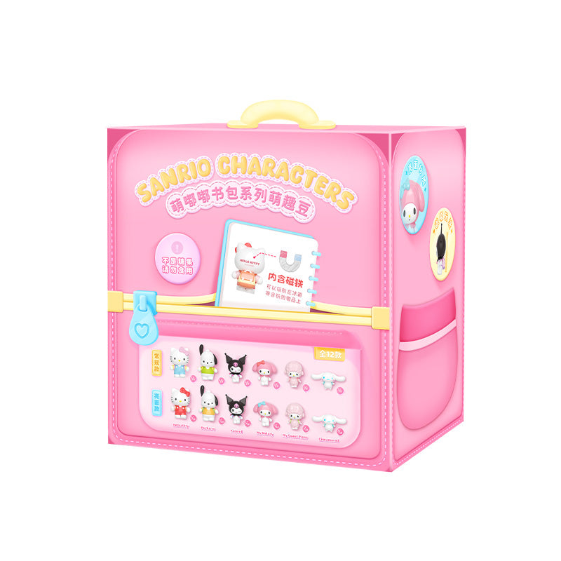 Sanrio characters Adorable Backpack Series Moetch Bean toy box featuring cartoon designs, part of a collectible series with regular and alternate designs.