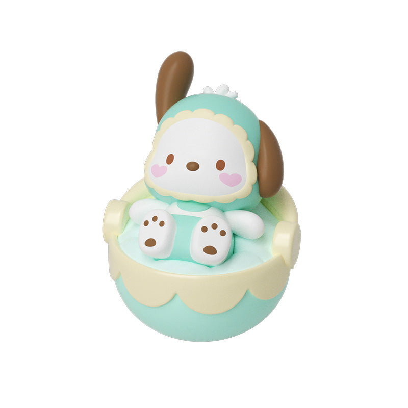 Sanrio characters Cradle Tumbler Series Moetch Bean toy animal sitting in a chair, part of a collectible set available at Strangecat Toys.