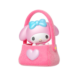 Sanrio characters Eye-catching Blind Bag Bean Series toy inside a pink purse, part of a 12-design collection from Strangecat Toys.