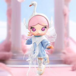 MOLLY Metamorphose into Swan Action Figure, a cartoon figurine with swan features and pink hair, close-up details included.