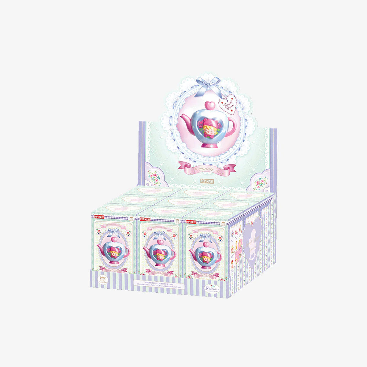 A blind box series featuring Sweet Bean Afternoon Tea designs, including 12 regular and 1 secret teapot variations with cartoon characters. From Strangecat Toys, a blind box and art toy store.