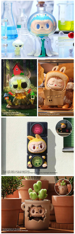 Collage of toys from THE MONSTERS Almost Hidden Blind Box Series, featuring 12 designs and 1 secret collectible.