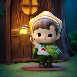 A blind box figurine series titled HACIPUPU Adventures In The Woods Box. Features a boy figurine with a lantern. 12 regular designs and 1 secret included.