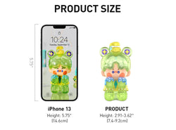 Image of a cell phone next to a toy figurine from the PINO JELLY In Your Life Blind Box Series, available for preorder.