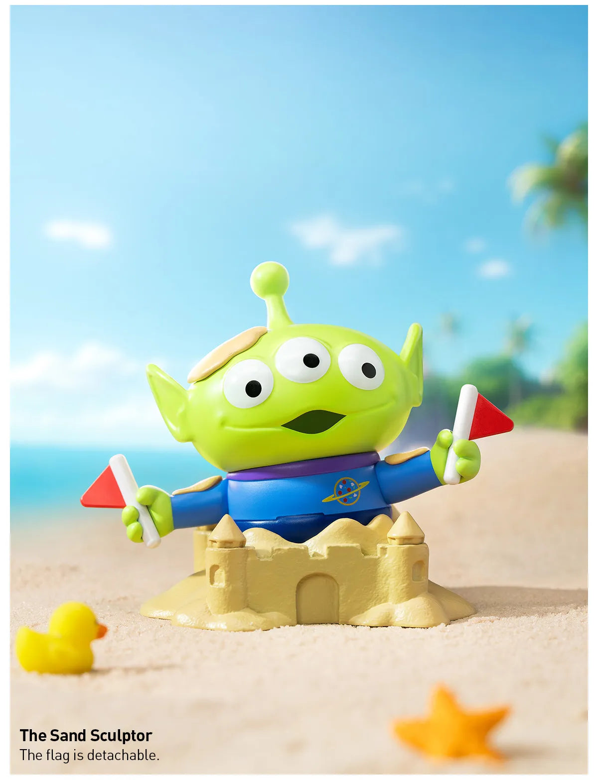 Toy alien figure on a sand castle from Disney/Pixar Alien-Immersive Experience Blind Box Series.