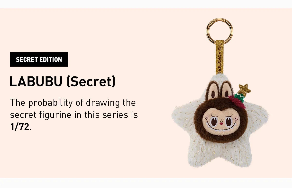 THE MONSTERS Classic Series-Sparkly Plush Pendant Blind Box featuring a keychain with a monkey face, part of a collectible art toy series.