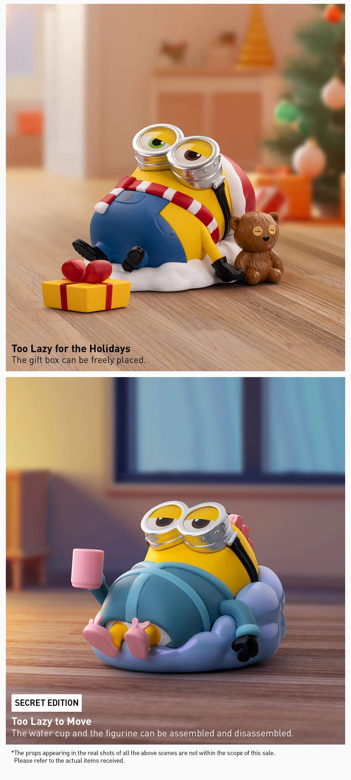 Minions Lazy Every Day Series Figures - Preorder toy figurine on wood surface, featuring a cartoon character design, part of a blind box collection.