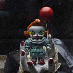 MOLLY - IT Mini figure, featuring a toy clown with a stick, held in hand. Preorder for February 2025, includes balloon, made of PVC/Resin/Metals.