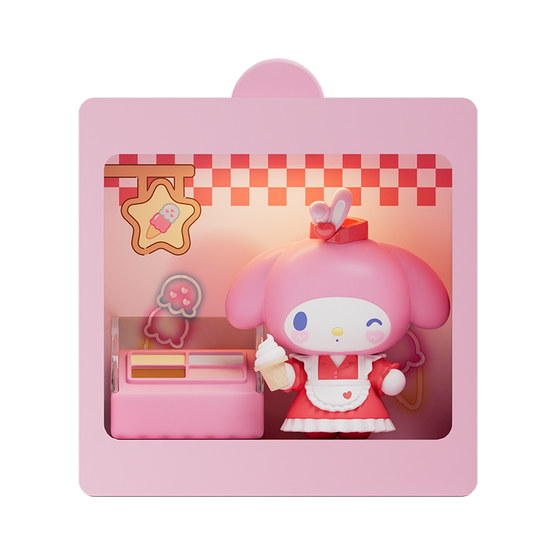 Sanrio characters 24-Hour Restaurant Series Mini Blind Box Max featuring a cartoon character holding an ice cream cone, part of a collectible toy series.