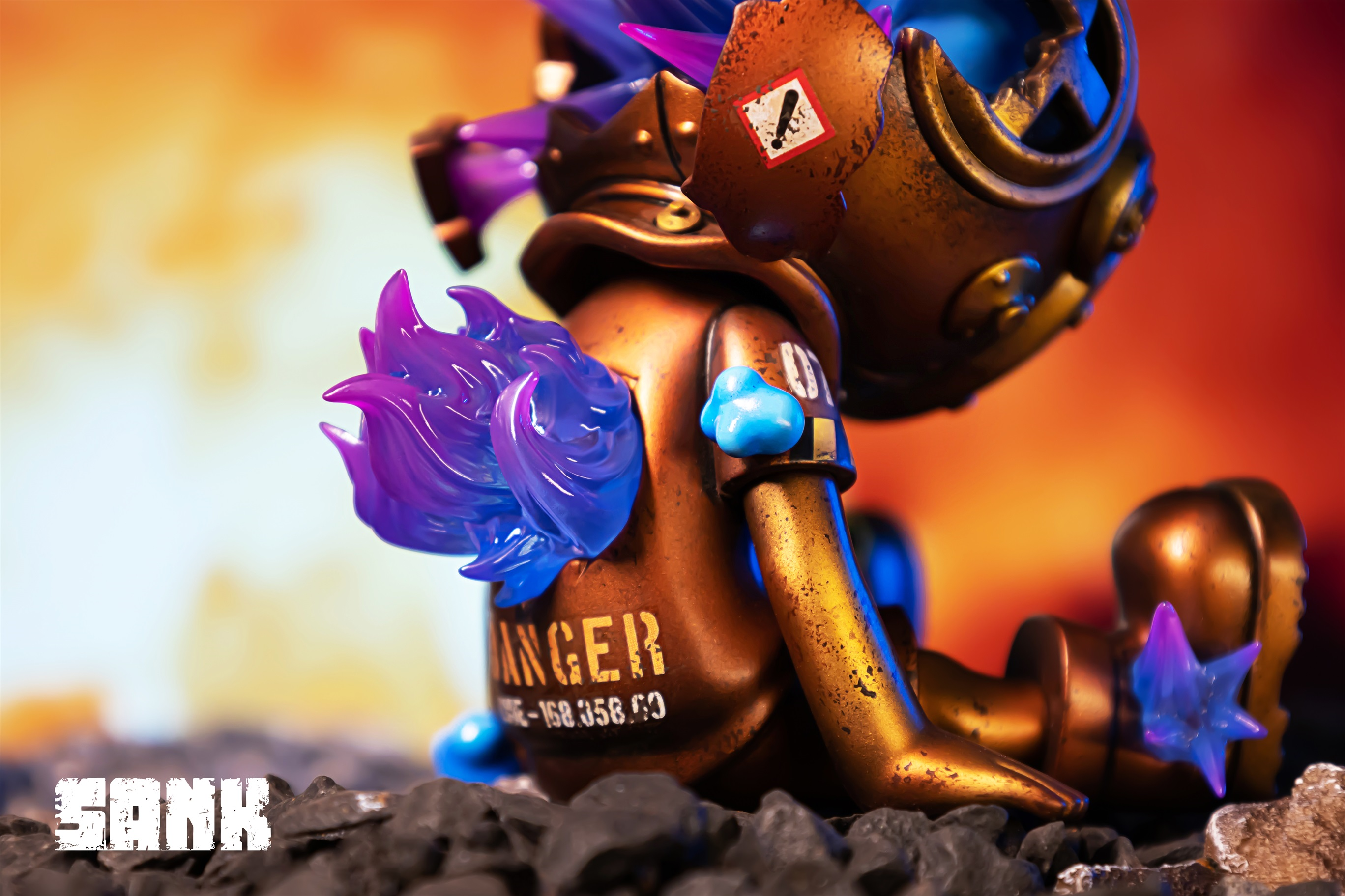 Alt text: Good Night Series-The Big Bang-Dark Fantasy action figure with blue flames, preorder for October 2024, limited edition resin toy.