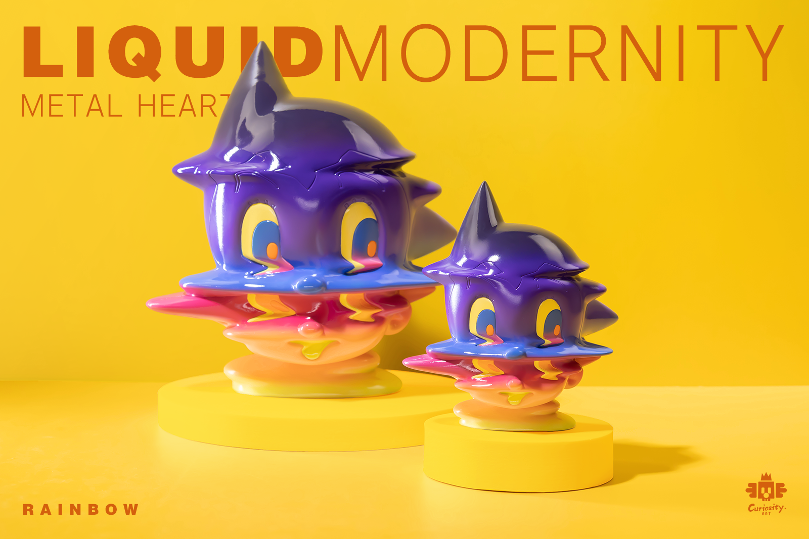 Liquid Modernity-Metal Heart-Rainbow figurines by Curiosity Art, preorder. Small and large resin toys, limited editions.