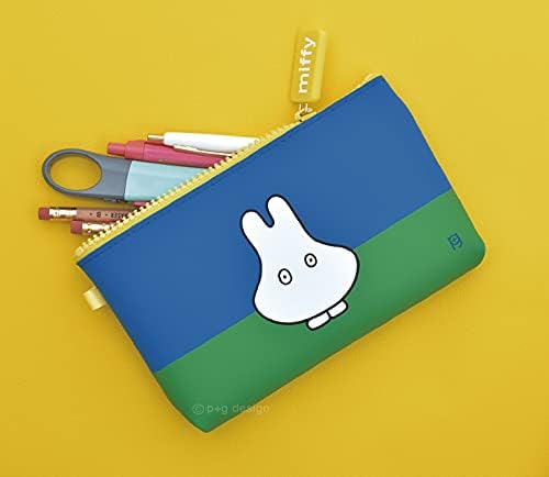 Miffy - Ghost NUU Zipper Pouch featuring a rabbit cartoon design on a blue and green silicone case. Ideal for storing stationery and small items. Dimensions: W190 x H115 x D25 (mm).