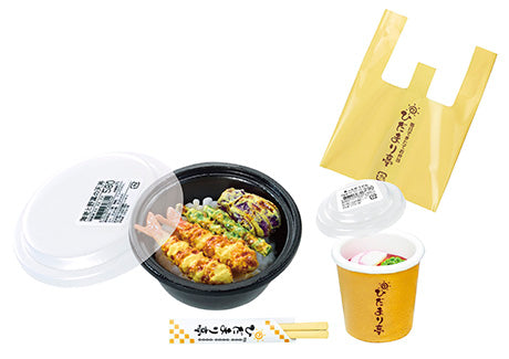 Alt text: Petit Sample Light My Town's Bento Shop Hidamari-tei Blind Box Series featuring a bowl of food with a plastic lid.